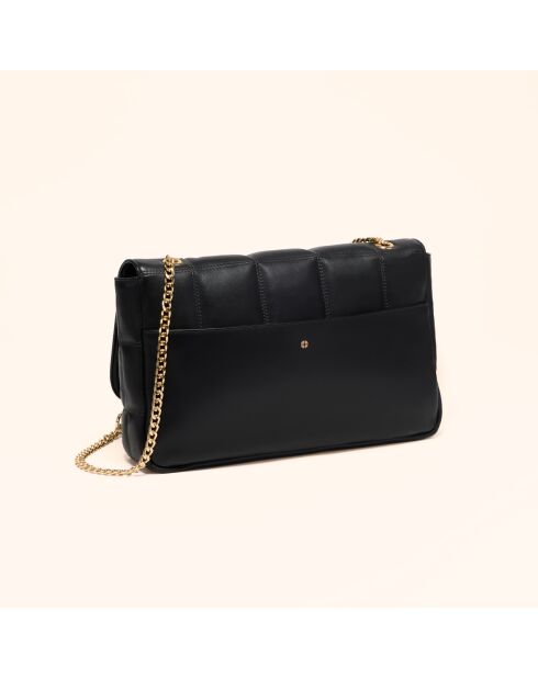 Sac porté épaule Frida en cuir noir - 29x17,3x7 cm