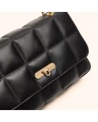 Sac porté épaule Frida en cuir noir - 29x17,3x7 cm