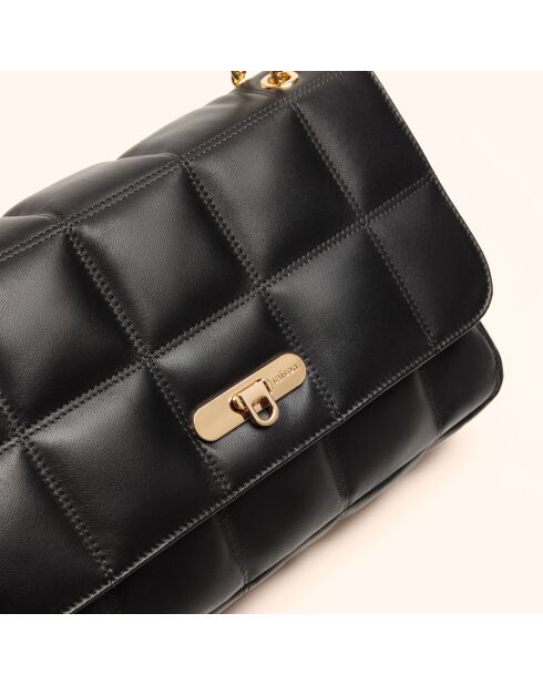 Sac porté épaule Frida en cuir noir - 29x17,3x7 cm