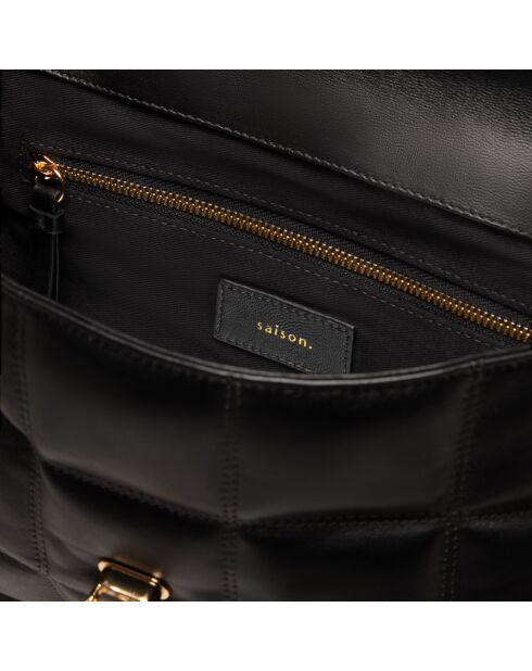 Sac porté épaule Frida en cuir noir - 29x17,3x7 cm