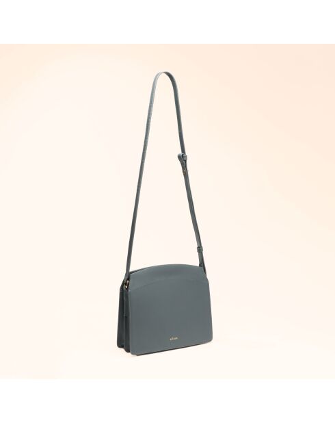 Sac bandoulière Suzon en cuir gris - 22x18,8x6 cm