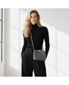 Sac bandoulière Suzon en cuir gris - 22x18,8x6 cm