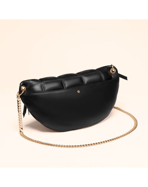 Sac banane Mado en cuir noir - 33x18x8,7 cm