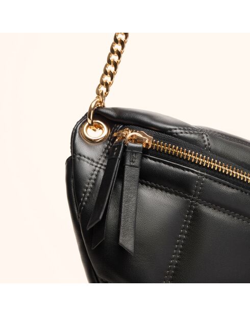 Sac banane Mado en cuir noir - 33x18x8,7 cm