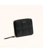 Zwarte leren portemonnee Coco - 11x9x3 cm