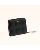 Zwarte leren portemonnee Coco - 11x9x3 cm