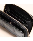 Zwarte leren portemonnee Coco - 11x9x3 cm