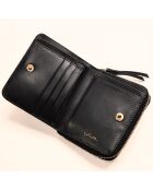 Zwarte leren portemonnee Coco - 11x9x3 cm