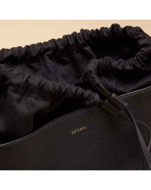 Sac seau Diane en cuir noir - 26,2x25,7x12 cm