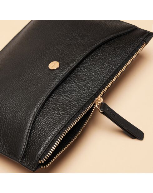Pochette Bianca en cuir noir - 20,5x14x3 cm