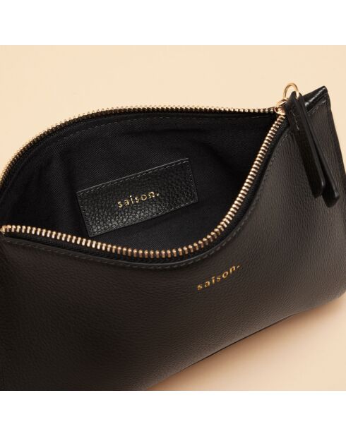 Pochette Bianca en cuir noir - 20,5x14x3 cm