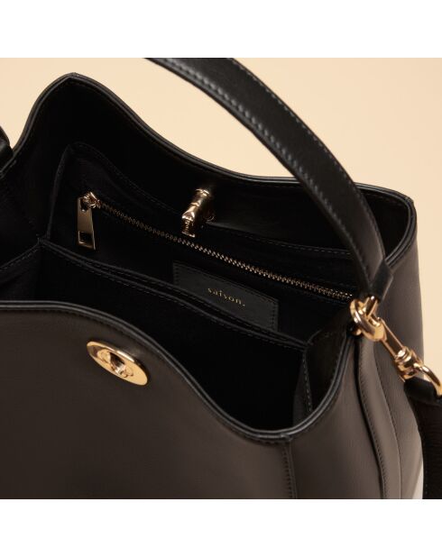 Sac à main Ada en cuir noir - 21,4x20,9x13 cm