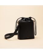 Sac seau Gwen en cuir noir - 21x20,4x9,7 cm