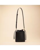 Sac seau Gwen en cuir noir - 21x20,4x9,7 cm