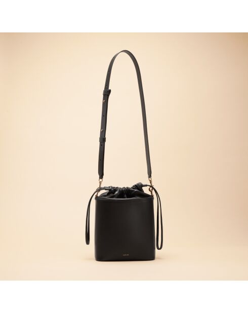 Sac seau Gwen en cuir noir - 21x20,4x9,7 cm