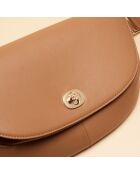 Sac banane Claudia en cuir noisette - 27,2x15,2x5 cm