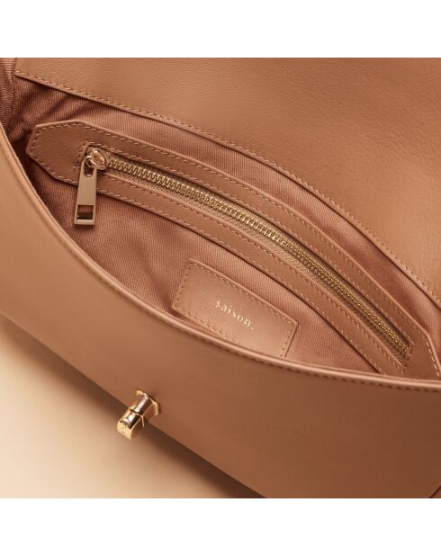 Sac banane Claudia en cuir noisette - 27,2x15,2x5 cm