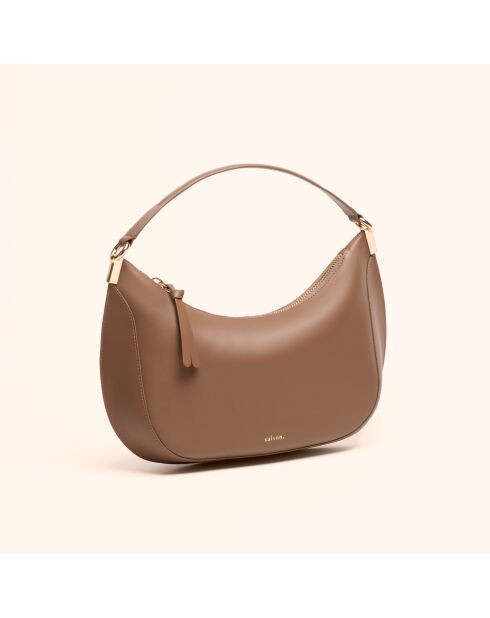 Ingrid Handtasche aus taupefarbenem Leder - 31,5x16,6x8 cm