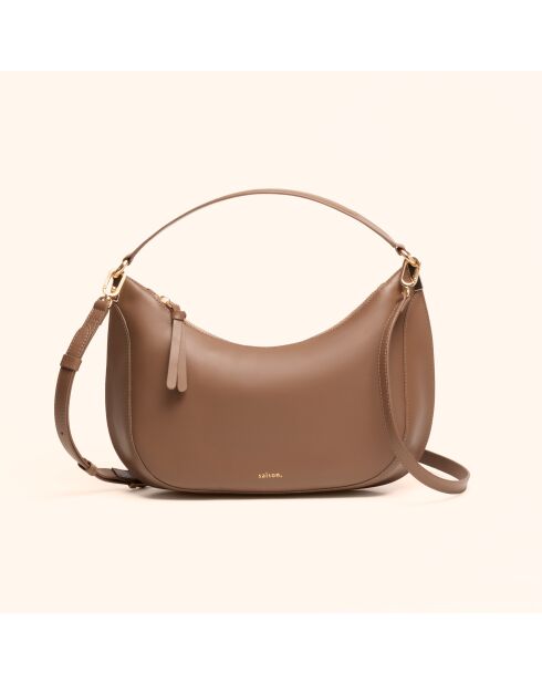 Ingrid Handtasche aus taupefarbenem Leder - 31,5x16,6x8 cm