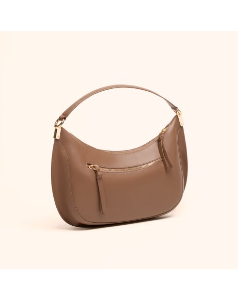 Ingrid Handtasche aus taupefarbenem Leder - 31,5x16,6x8 cm