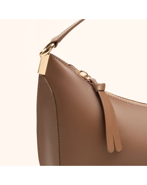 Ingrid Handtasche aus taupefarbenem Leder - 31,5x16,6x8 cm