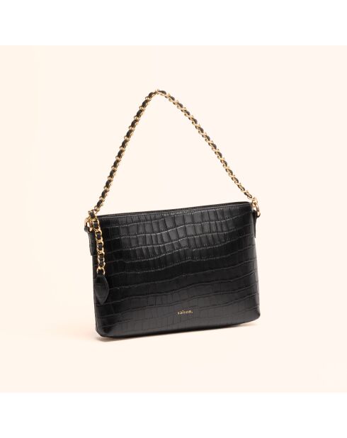 Sac bandoulière Emma en cuir noir - 21,7x15x4,3 cm