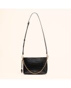 Sac bandoulière Emma en cuir noir - 21,7x15x4,3 cm
