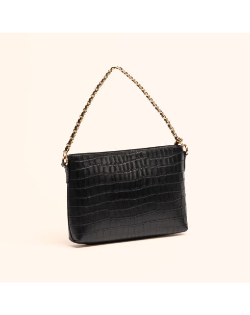 Sac bandoulière Emma en cuir noir - 21,7x15x4,3 cm