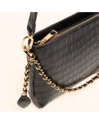 Sac bandoulière Emma en cuir noir - 21,7x15x4,3 cm