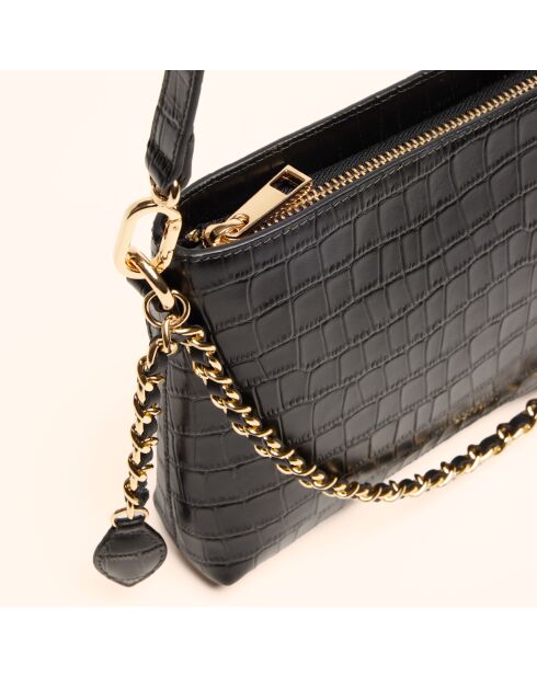 Sac bandoulière Emma en cuir noir - 21,7x15x4,3 cm