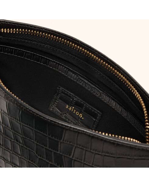 Sac bandoulière Emma en cuir noir - 21,7x15x4,3 cm