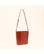 Sac seau Luz en cuir brique - 25x22x10 cm
