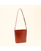 Sac seau Luz en cuir brique - 25x22x10 cm