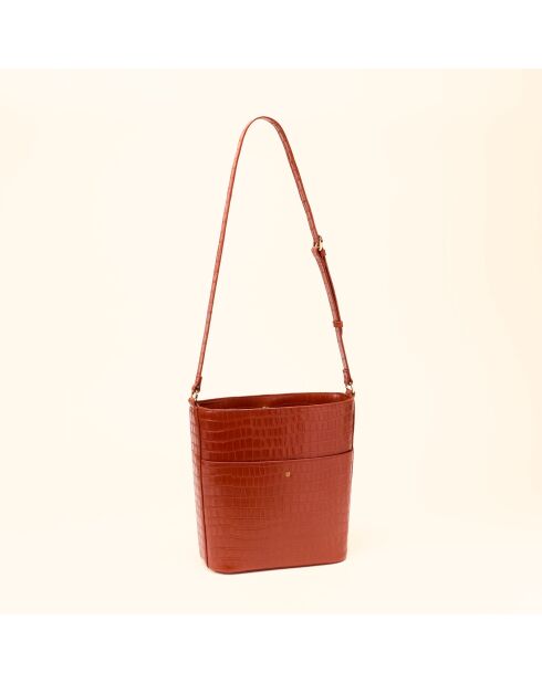 Sac seau Luz en cuir brique - 25x22x10 cm