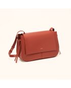 Sac porté épaule Ilona en cuir brique - 32,2x20x10 cm