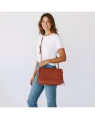 Sac porté épaule Ilona en cuir brique - 32,2x20x10 cm