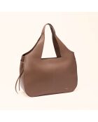 Sac cabas Soazig en cuir taupe - 42,2x27,8x16 cm