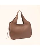 Sac cabas Soazig en cuir taupe - 42,2x27,8x16 cm