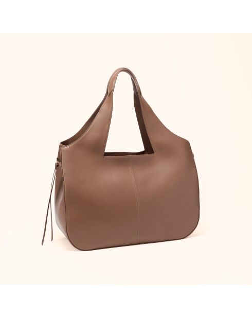 Sac cabas Soazig en cuir taupe - 42,2x27,8x16 cm