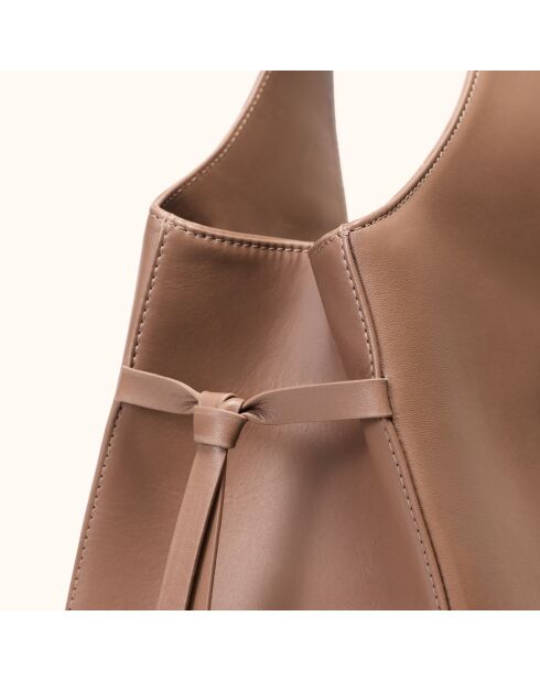 Sac cabas Soazig en cuir taupe - 42,2x27,8x16 cm