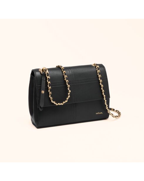 Sac porté épaule Paloma en cuir noir - 21x14x6,5 cm