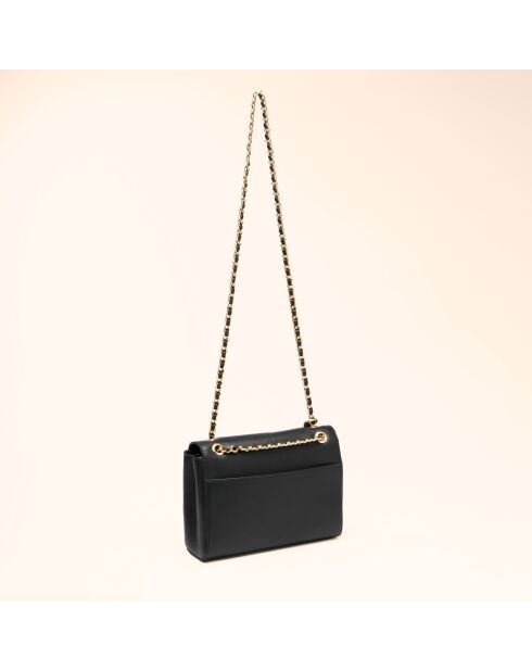 Sac porté épaule Paloma en cuir noir - 21x14x6,5 cm