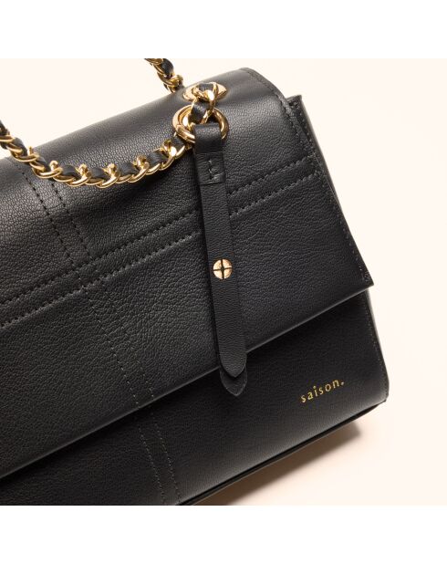 Sac porté épaule Paloma en cuir noir - 21x14x6,5 cm