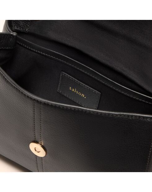 Sac porté épaule Paloma en cuir noir - 21x14x6,5 cm