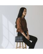 Sac porté épaule Paloma en cuir noir - 21x14x6,5 cm