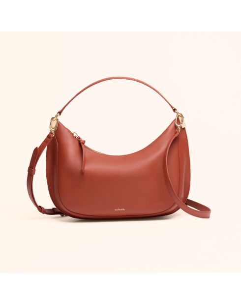 Sac à main Ingrid en cuir brique - 31,5x16,6x8 cm