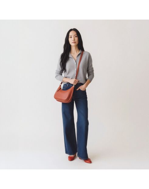 Sac à main Ingrid en cuir brique - 31,5x16,6x8 cm