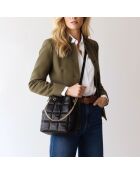 Ninon Beuteltasche aus schwarzem Leder, 25,2 x 20,4 x 13,3 cm