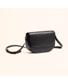 Sac bandoulière Albane en cuir noir - 24x17x8 cm