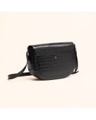Sac bandoulière Albane en cuir noir - 24x17x8 cm
